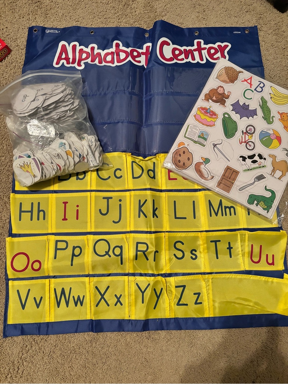 Alphabet Center Pocket Chart Learning Set - Blue and Yellow